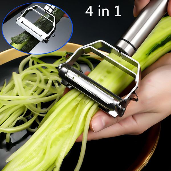 Otra cocina Comedor Bar Pelador de acero inoxidable Fruta Verdura Rallador multifunción Julienne Peeler Slice Melón Patata Zanahoria Pepino Herramienta de cocina para el hogar 220827