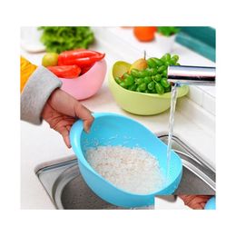 Otra organización de almacenamiento de cocina Plástico de calidad alimentaria Arroz Frijoles Guisantes Filtros de lavado Cestas Secadoras de tamiz Aparatos de limpieza Accesorios Dhcdq