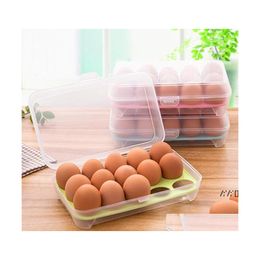 Andere keukenopslagorganisatie Plastic eierdoos Organisator koelkast opberg 15 eieren bakken buiten draagbare containerboxen pa othl8