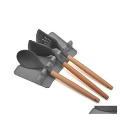 Autre organisation de stockage de cuisine Us Stock Sile Mtiple Porte-ustensiles Porte-cuillère avec égouttoir pour cuillères Louches Pinces Gris Drop Dhrwl