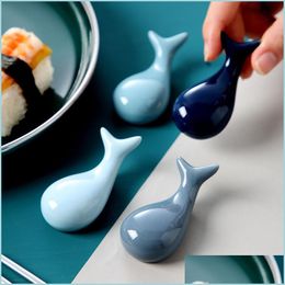 Autre Organisation de rangement de cuisine Baleine Baguettes Reste Mignon Baguettes En Céramique Organisation Style Japonais Fourcolor Match Dh0Lp