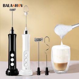 Otras herramientas de cocina 3 en 1 portátil recargable eléctrico espumador de leche fabricante de espuma de mano espumador de alta velocidad mezclador de bebidas café espuma varita 230901