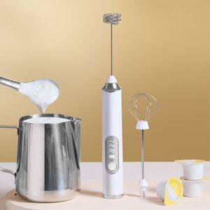 Other Kitchen Tools 3 In 1 Portable Rechargeable Electric Milk Frother Foam Maker Handheld Foamer High Speeds Drink Mixer Coffee Frothing Wand 230224