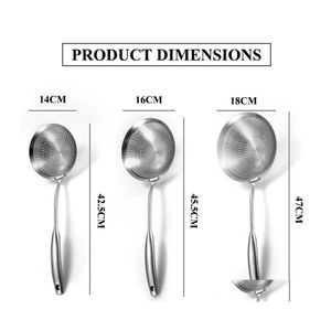 Otras herramientas de cocina 304 Espumadera de acero inoxidable Colador Freidora Cuchara para freír Herramientas de cocina Utensilios Inventario Venta al por mayor Entrega directa Dhfyu