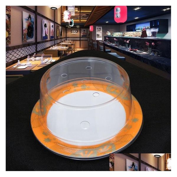 Autres outils de cuisine 500pcs couvercle en plastique pour sushi plat buffet convoyeur bande réutilisable plaque de gâteau transparente alimentaire ER restaurant accessoire DH3ZM