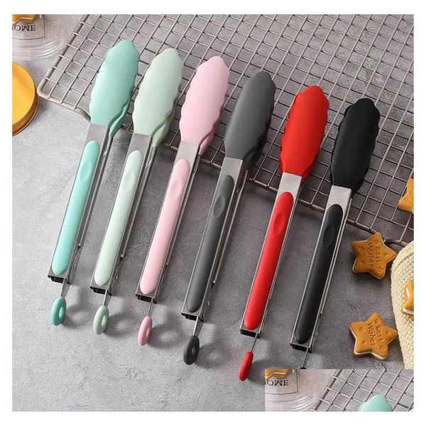 Outras ferramentas de cozinha Food Grade Sile Tong Creative Non-Slip Pão Tongs Servindo Ferramentas de Cozinha Acessórios para Churrasco Sn4530 Drop Delivery Home Dhg21