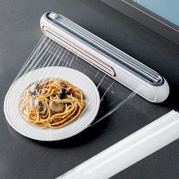 Otras herramientas de cocina Dispensador de envoltura de plástico recargable magnético con cortador de estaño Herramienta de película de papel de aluminio 231113
