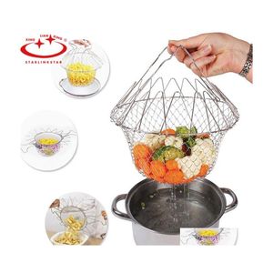 Autres ustensiles de cuisine Mtifunction 201 Pliable Rinçage à la vapeur Strain Fried Basket Passoire Filet Cuisson Sec Fruit Drop Delivery Accueil Garde Dhybh