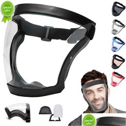 Autres outils de cuisine Nouveau masque de travail réutilisable Fl Face Shield Masque de travail résistant aux éclaboussures d'huile Hd Lunettes de sécurité transparentes Coupe-vent anti-buée avec Filte Dhwiv