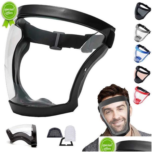 Autres outils de cuisine Réutilisables Fl Face Shield Work Mask-Splash Proof Hd Transparent Safety Glasss Anti-Fog Withroping With Filtres DHZ3D