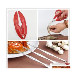 Otras herramientas de cocina Mariscos Herramienta Cangrejo Galleta Langosta Tijeras Tenedor de acero inoxidable Cucharas Gadgets Entrega directa Hogar Jardín Comedor B Dh2X9