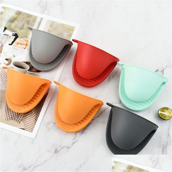 Otras herramientas de cocina Sile Anti-Scalding Horno Guantes Mitts Potholder Bbq Bandeja Pot Dish Bowl Holder Handschoen Hand Clip Drop Entrega Dhank