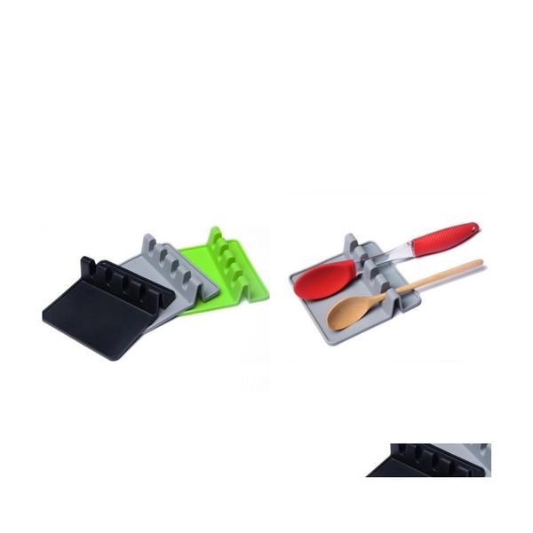 Autres outils de cuisine Simplicité Support d'accueil Sile Couleur unie Cuillère à soupe Tapis Femme Homme Titulaire de la mode Fournitures Salle à manger 4 2Aw K2 Dhqbc