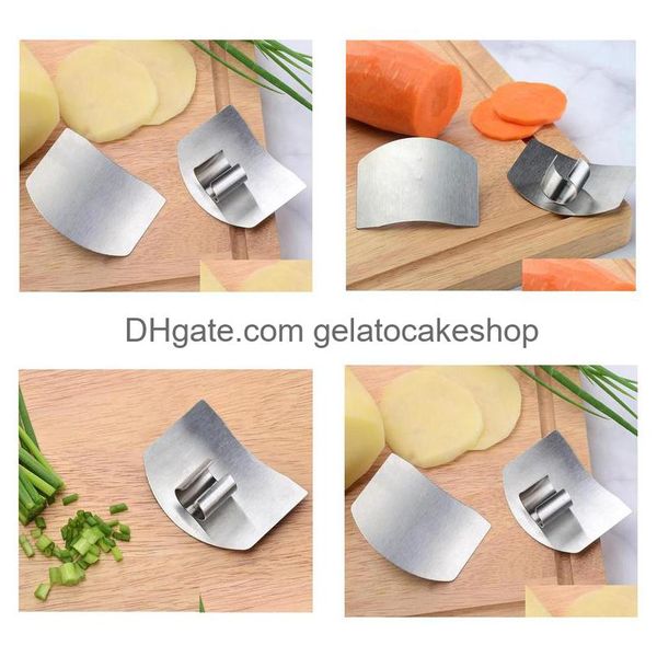 Otras herramientas de cocina Herramienta Cuchillo de acero inoxidable Protector de dedos para cortar Rebanada segura Protección de cocción Entrega a domicilio Dh0Pa