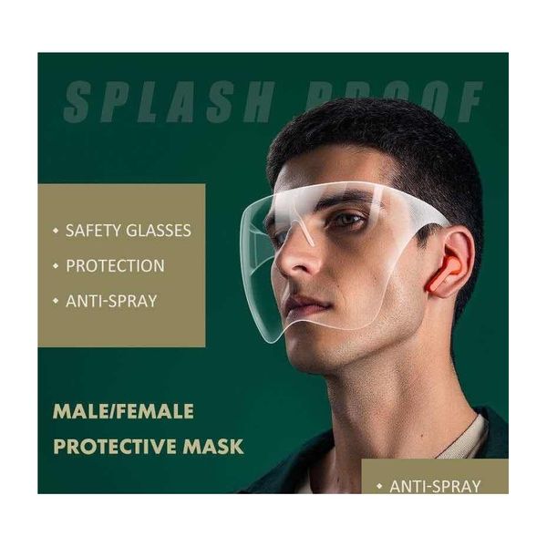 Autres outils de cuisine Étanche Antibuée Splash Droplet Blocc Face Shield Réutilisable Transparent Pvc Er Fl Durable Respirant Visières Mas Dh71H