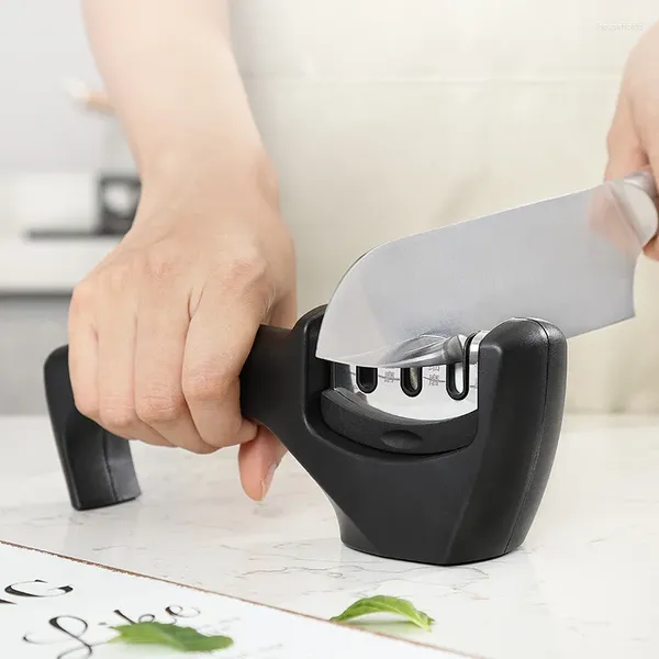Autres accessoires de couteau 3 étapes Type d'outil de poinçonnage rapide Ajusteur multiplié à la main avec des couteaux de cuisine à base de non-glissement