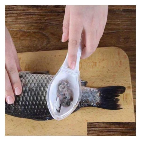 Otros accesorios para cuchillos Escamas de pescado Ralladores Raspador Herramienta de limpieza Dispositivo Scra con Er Hogar Cocina Herramientas de cocina Entrega directa Garde Dhi3A