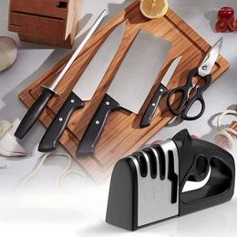 Otros accesorios para cuchillos Cuatro en uno Afilador rápido Herramienta de afilado multifuncional de mano Hoja de acero inoxidable Utensilios de cocina