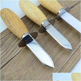 Autres accessoires de couteau Couteaux à huîtres de haute qualité avec manche en bois épais Fruits de mer en acier inoxydable Pry Ustensile de cuisine 2 5Ty E1 Dhr42