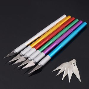 Knife Accessories Non-Slip Metal Scalpel Knife Tools Kit Cutter Engraving Craft Knives + 5pcs Blades Mobile Phone PCB DIY Repair Hand