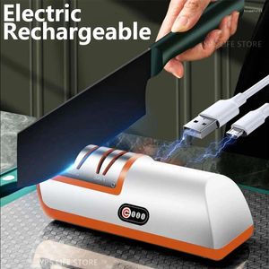 Autres accessoires de couteaux Aiguiseur électrique USB Couteaux rechargeables réglables automatiques Ciseaux à aiguiser Pierre Outil de cuisine Broyeur