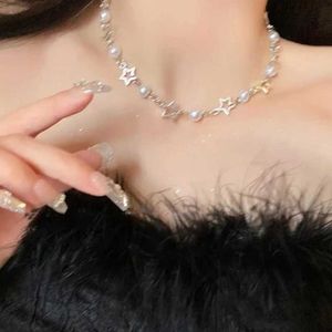 Koreaanse Mode Holle Ster Parel Choker Ketting voor Vrouwen Zoete Esthetische Charme Armbanden Harajuku Trend Y2k Sieraden L24313