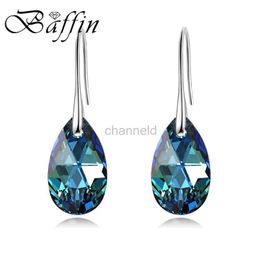 Andere Koreaanse peervormige druppel oorbellen Echt kristal van Oostenrijk Rhinestone Dange For Women Party Silver Color Big Pendant Jewelry 240419