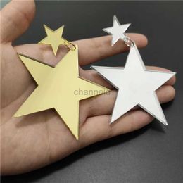 Andere Kuguys Acryl Gold Silver Color Big Star Drop Earrings For Women Fashion Hiphop Rock Large Jewelry Music Festival Accessories 240419