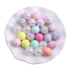 Autre Kwoi vita AM-032 Mélange de couleurs de Pâques pastel coloré 20 mm de grosses perles acryliques rondes pour enfants Collier Fabrication de bijoux 50pcs Beaucoup 230419