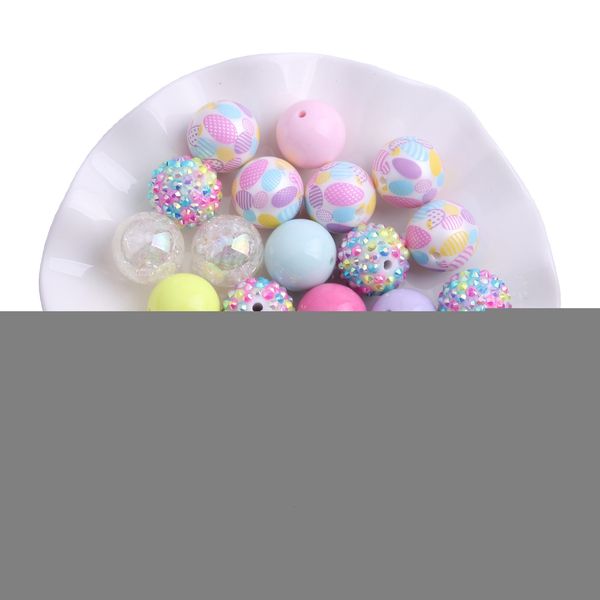 Autre Kwoi vita AM032 Mélange de couleurs de Pâques pastel coloré 20 mm de grosses perles acryliques rondes pour enfants Collier Fabrication de bijoux 50pcs Beaucoup 230325