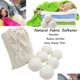 Altri prodotti per lavanderia 6 pezzi di lana palline per asciugacapelli per l'asciugatura riutilizzabile in tessuto naturale riutilizzabile 6 cm Delivery Delivery Delivery Home Garden Dhtm0