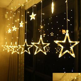 Autres éclairages LED 2,5 m LED lumières de Noël Star Rideau String Light EU Fée extérieure Guirlande intérieure pour fête de mariage décor de vacances Dhzjq