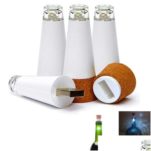 Autre LED Éclairage Bouteille Lumières Veilleuse USB Rechargeable Forme De Liège Artisanat Pour Bouteilles De Vin Décoration De Fête Lampe Drop Livraison Holida Dhj5Z