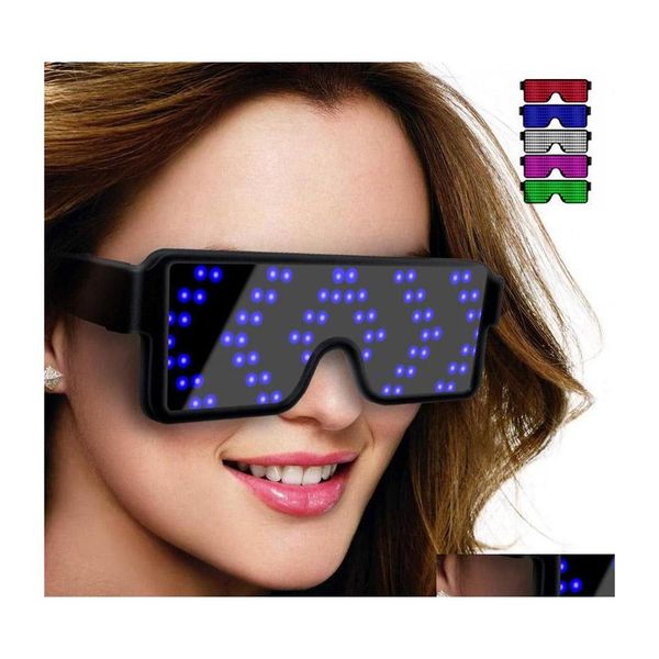 Autre éclairage Led Brelong Led Lunettes Lumineuses Fête 8 Image Dynamique Commutable Usb Barre De Charge Ktv Dress Up Jouets Drop Delivery Otdnp