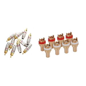 Andere verlichtingsaccessoires 10stcs Adapter Audio Coaxkabelconnector RCA -plug naadloos met 8 stks rode witte vrouwelijke socket