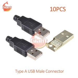 Autres accessoires d'éclairage 10pcs Type A Connecteur USB mâle Prise de courant à 4 broches avec couvercle en plastique noir Adaptateur bricolageAutre