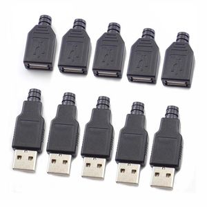 Otros accesorios de iluminación 2.0 Tipo A Conector Macho Hembra USB Enchufe de 4 pines con cubierta de plástico negro Tipo-A para kits de bricolajeOtros