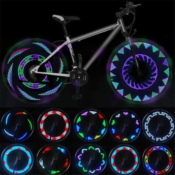 Autres accessoires d'éclairage 30 modes Vélo Spoke Light 14 LED Pneu Pneu Valve Flash Double Face Induction Night Ride Vélo Roue Lumière Vélo Accessoires YQ240205