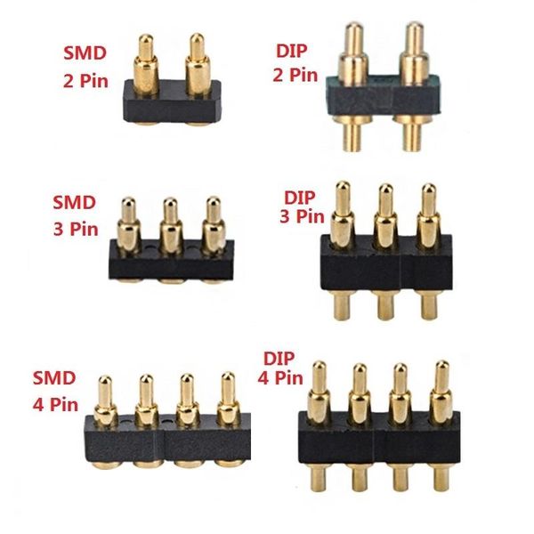 Otros accesorios de iluminación 5 uds Pogo Pin conector 2 3 4 polos sonda de prueba chapado en oro cobre potencia Pogopin batería resorte cargado contacto SMD