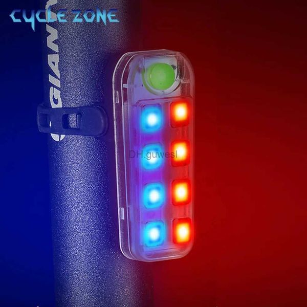 Autres accessoires d'éclairage 8 LED vélo arrière lumière USB rechargeable IPX4 étanche sécurité avertissement lampe de cyclisme VTT vélo feu arrière casque sac à dos lumière YQ240205