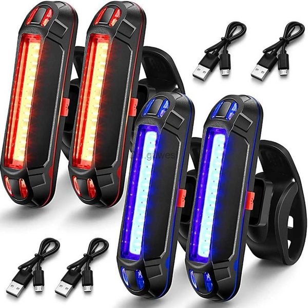 Autres accessoires d'éclairage Feux arrière de vélo Feu arrière USB Lampe LED rechargeable Avertissement de sécurité Feu arrière Cyclisme Lumières étanches pour tige de selle de vélo YQ240205