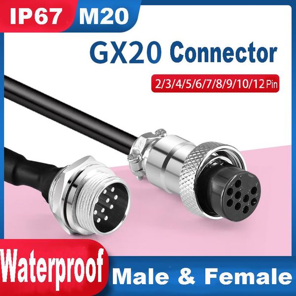 Autres accessoires d'éclairage Câble d'extension GX20 personnalisable, prise femelle étanche industrielle, prise mâle, connecteur d'alimentation M20 2 3 4 5 6 7 8