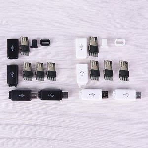 Otros accesorios de iluminación o 20 piezas 4 en 1 DIY Micro USB Tipo de soldadura Conector de clavija macho Cubierta de plástico Otro