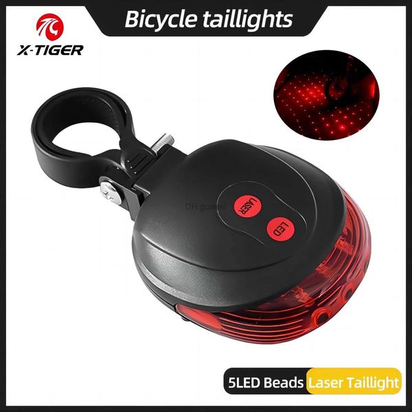 Autres accessoires d'éclairage X-TIGER Laser Feu arrière de vélo Sport LED Feu arrière de vélo USB Feu arrière de vélo Lampe LED étanche Avertissement de sécurité Lumière stroboscopique YQ240205