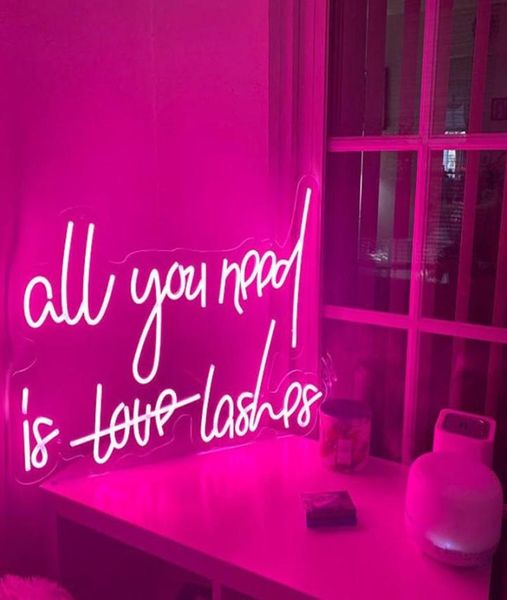 Autres ampoules d'éclairage Tubes Logo personnalisé Tout ce dont vous avez besoin est des cils d'amour Transparent Acrylique Plexiglas Neon Sign Light Letter Board P7791405