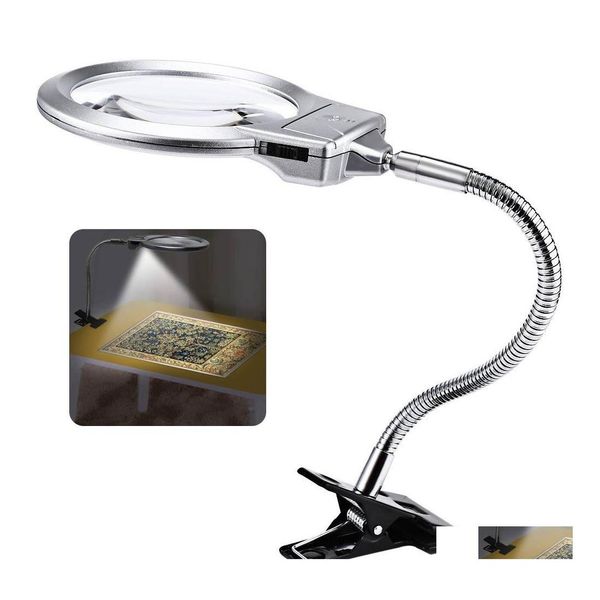 Autres lumières Éclairage Brelong LED Lumières avec loupe pour peinture au diamant 4X et 6X Clips Flexible Neck Drop Livraison Lig Otvrp