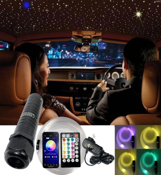 Otras luces Lámpara de fibra de iluminación DC12V 6W RGB Techo de coche Estrella LED Kits de luz de techo óptico 2M 075 mm Óptico con control RF4741715
