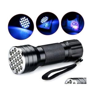 Other Lights Lighting Mini Portable Uv Tra Violet Purple 21 Led Flashlight Blacklight High Brightes Torch Lamp Light 395Nm Drop Del Dho62