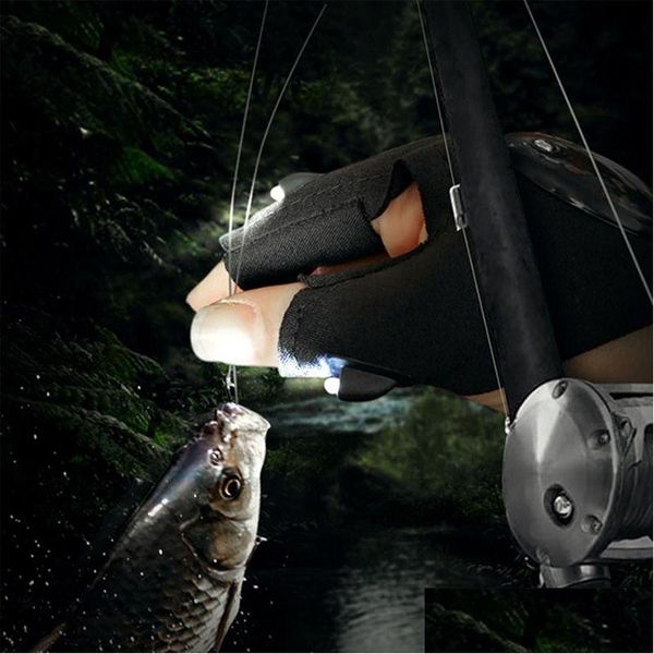 Otras luces Iluminación Guantes de pesca al aire libre Linterna LED Cámara Senderismo Herramientas de rescate Luminoso 2 luces Luces de entrega de caída Iluminación DH4WC