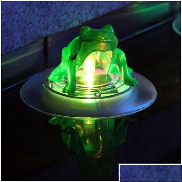 Autres lumières éclairage RVB solaire flottant LED changement de couleur Lotus / forme de grenouille piscine extérieure et jardin décoration d'eau goutte Dhubi